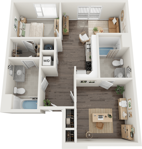 Westview 2 Bed 2 Bath Floor Plan at South 16 At The Bridges, Roanoke, 24016